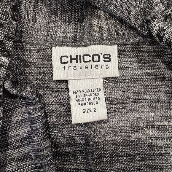 CHICOS Travelers Animal Print Open Front Cardigan Gray Black Large (Chicos 2) - Picture 2 of 9